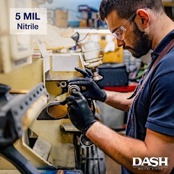 Dash Medical Gloves BMN100L Exam Gloves, Large, Nitrile Palm, Nitrile Rubber, Black, Resists: Chemical